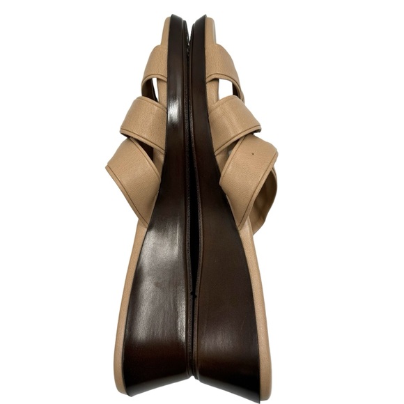 Italian Shoemakers Leather Sandals Made in Italy Tan Gold Tone Size 8M - Picture 6 of 10